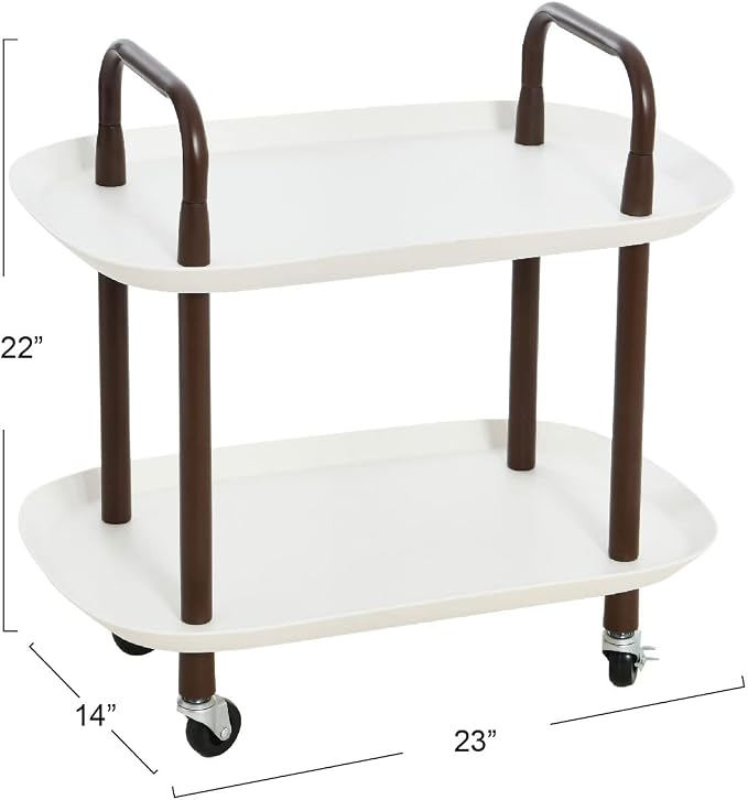 Main + Mesa Modern Plastic and Metal 2-Tier Trolley - Image 3