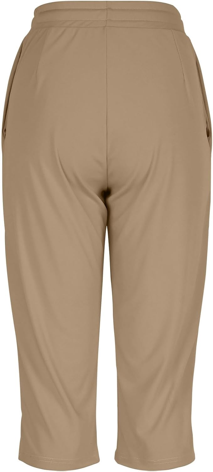 Capri Yoga Pants for Women Drawstring Elastic Waisted Trousers Summer Jogger - Image 5