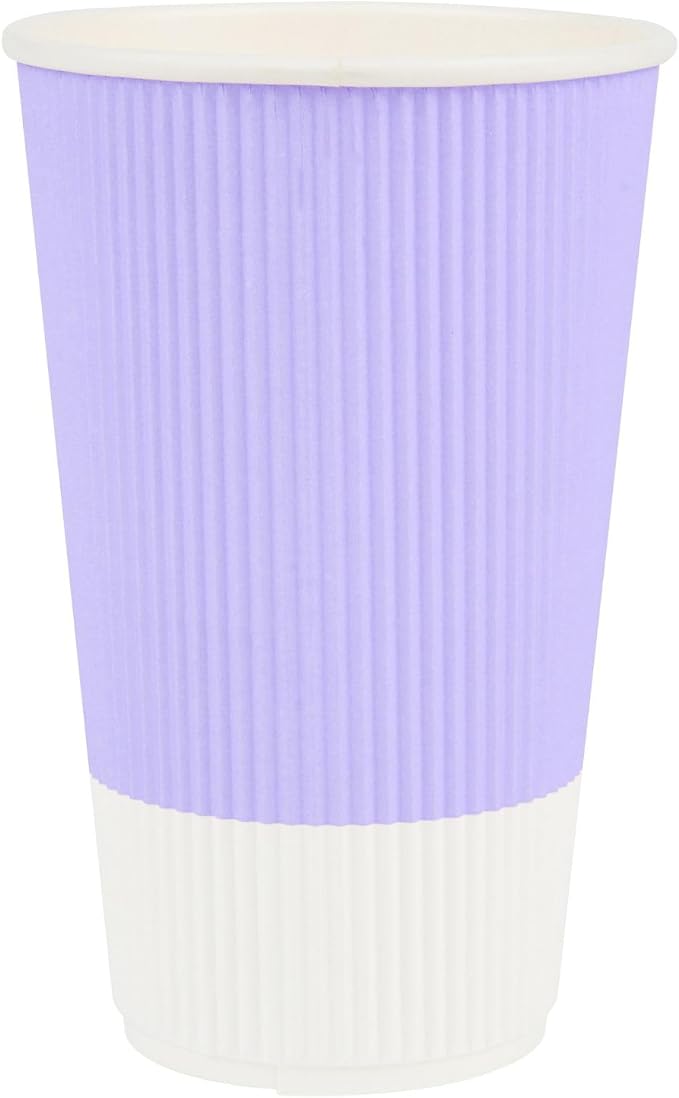 Restaurantware Ripple Wall Coffee Cups 25 Count 16 Ounce Insulated Light Purple - Image 2