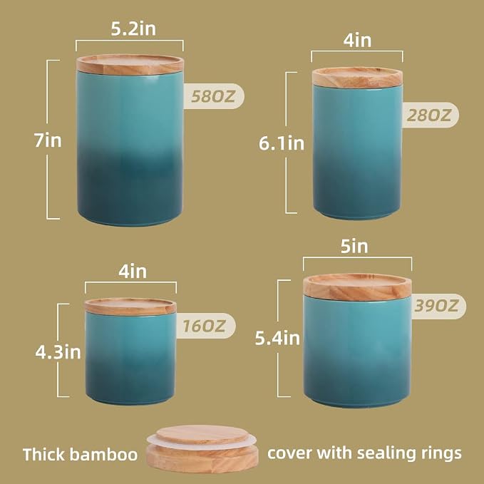 Sweejar Kitchen Canisters Ceramic Food Storage Jar Set, Stackable Containers - Image 3