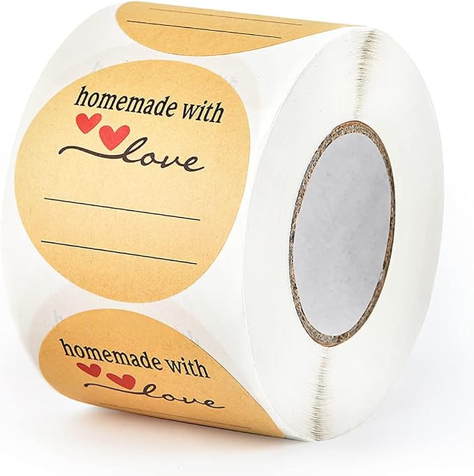 2 Inch Homemade with Love Stickers, Self-adhesive Canning Labels by ABUIU