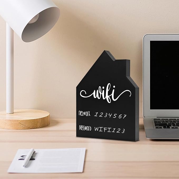 WiFi Password Sign Wooden WiFi Sign Wireless Network Sign Table Chalkboard - Image 4