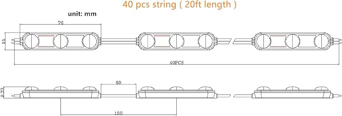 Green LED Module No Polarity 20Ft 1.2W 12V Input Waterproof Decorative Light - Image 5