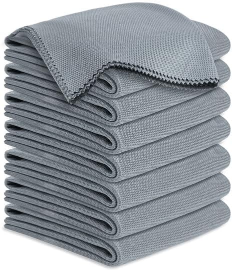 Microfiber Cleaning Cloths Glass Cleaner: 8 Packs 18X18 Window Cleaner Kit Wine by YoulerTex