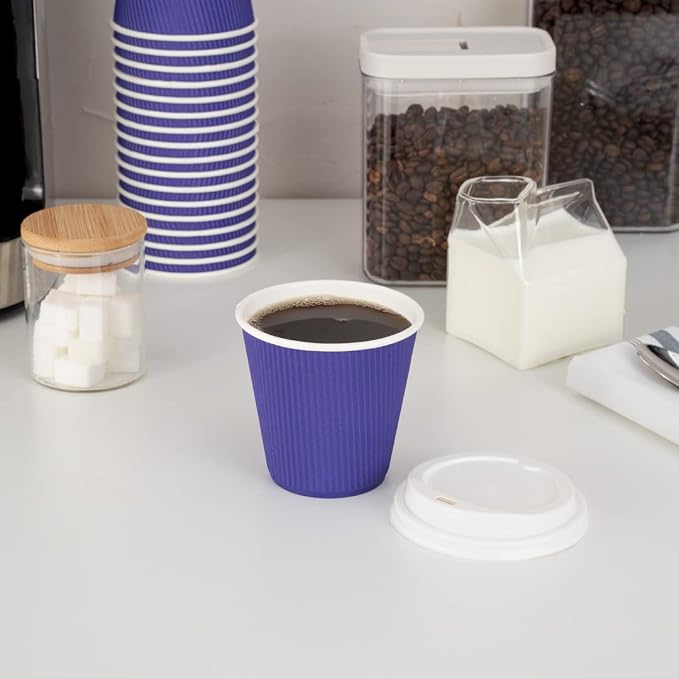Restaurantware Ripple Wall Coffee Cups 25 Count 8 Ounce Insulated Royal Purple - Image 7
