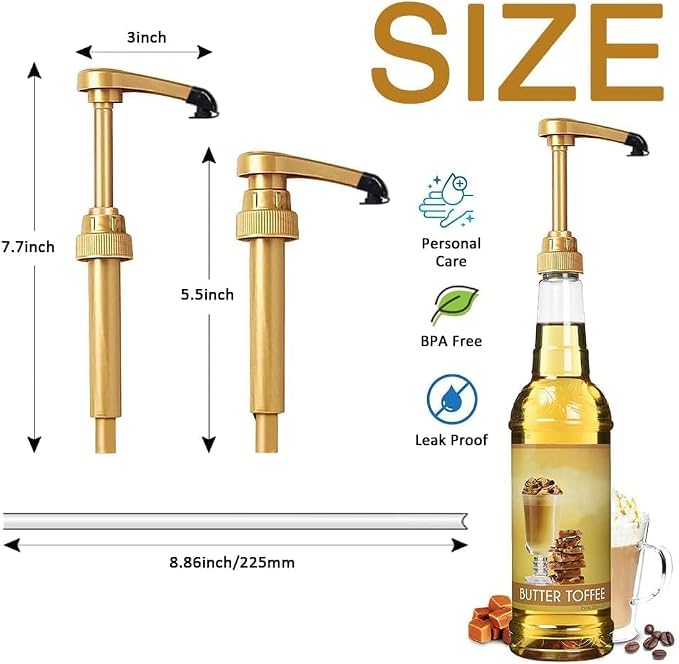 4 pcs Glod Syrup Pumps with Cap to Avoid Dripping, Leak Proof Coffee Syrup - Image 2