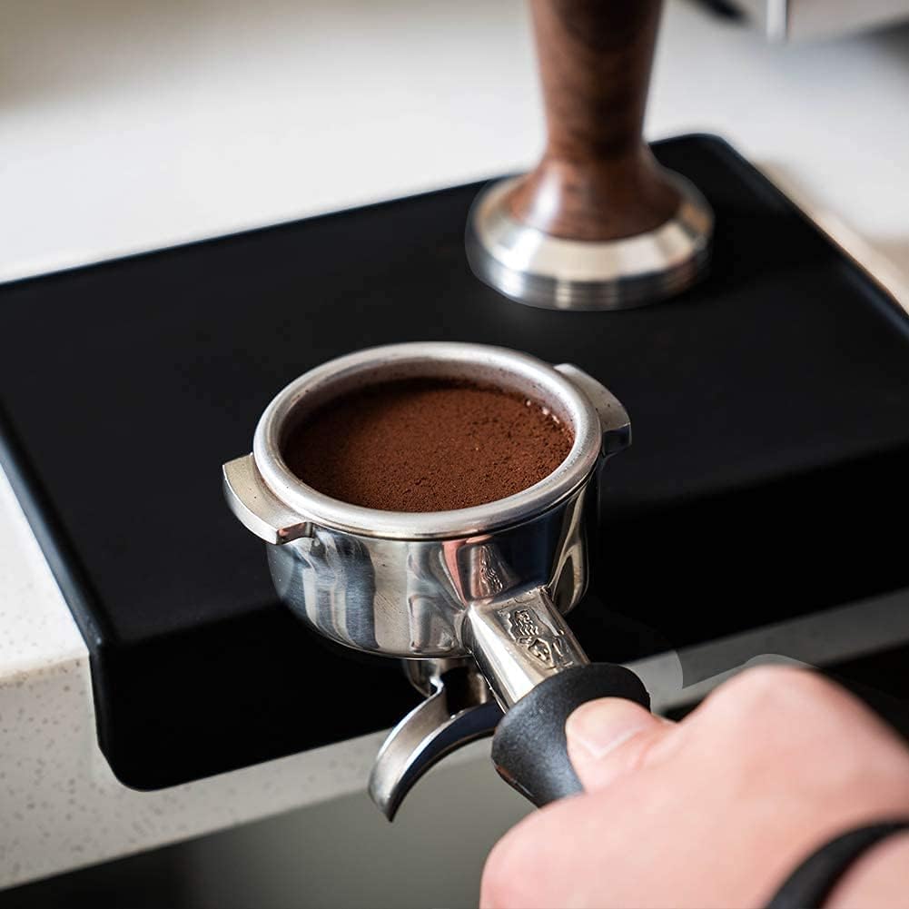 watchget Espresso Tamping Mat, Coffee Tamper Mat, Black Food Grade Silicone Pad, 8Inch X 6Inch Coffee Tamping Mat, Portafilter Mat For Barista Espresso Machine Accessory, Waterproof and Heat Resistant
