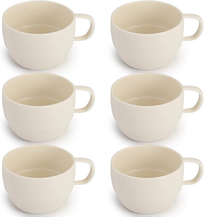 Coffee Mugs Set of 6, Coffee Cups 12oz, Durable Light Weight Plastic Mugs by ReaNea