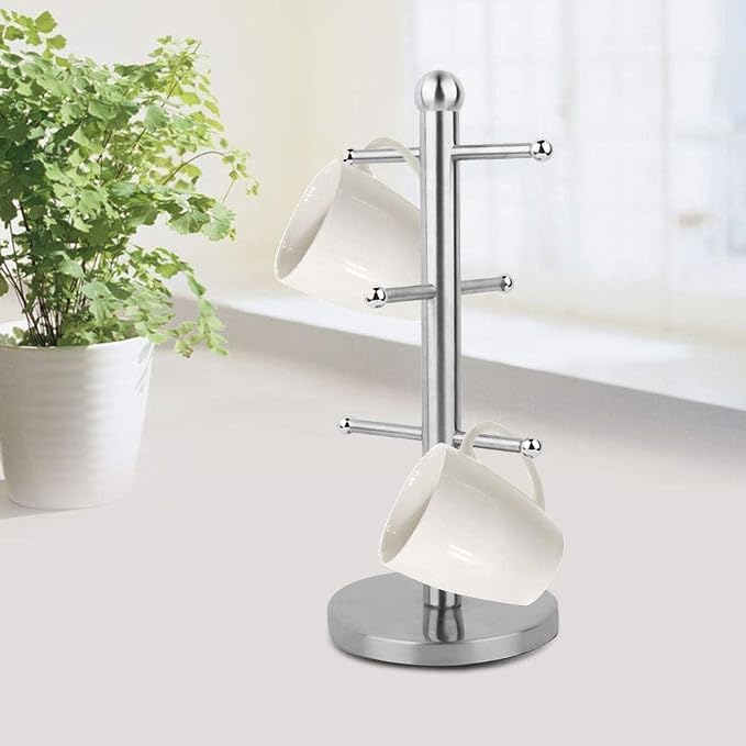 Cyrank Mug Holder, Mug Tree Coffee Cup Tree Coffee Cup Holder Stand Stainless - Image 8