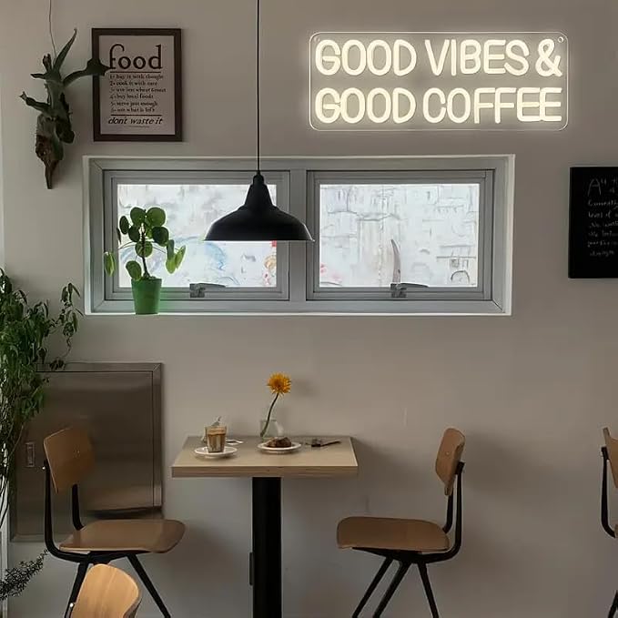 Good Vibes & Good Coffee LED Neon Sign Coffee Bar Shop Cafe Drink Neon Light - Image 5