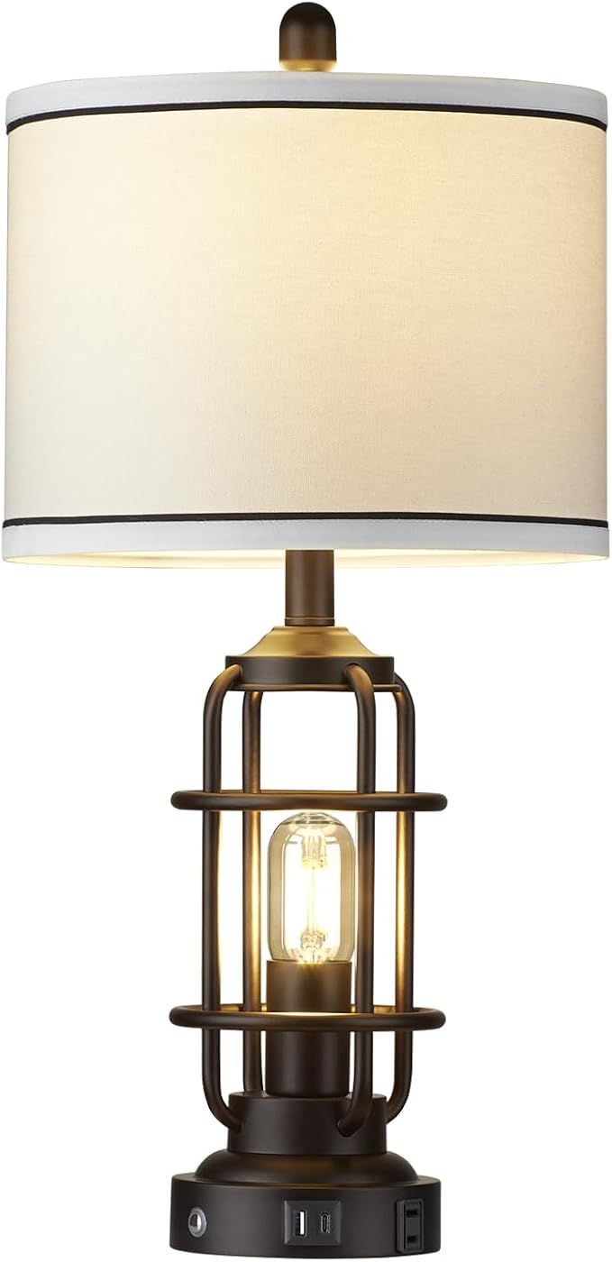 Modern Table Lamps Set of 2, Industrial 3-Way Dimmable Bedside Lamp - Image 9