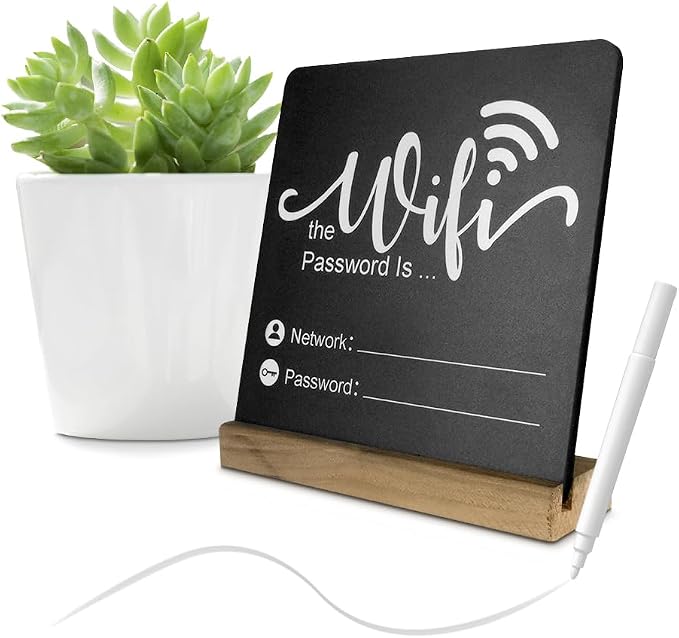 WiFi Password Sign Wooden WiFi Sign Wireless Network Sign Table Chalkboard by Fosinz