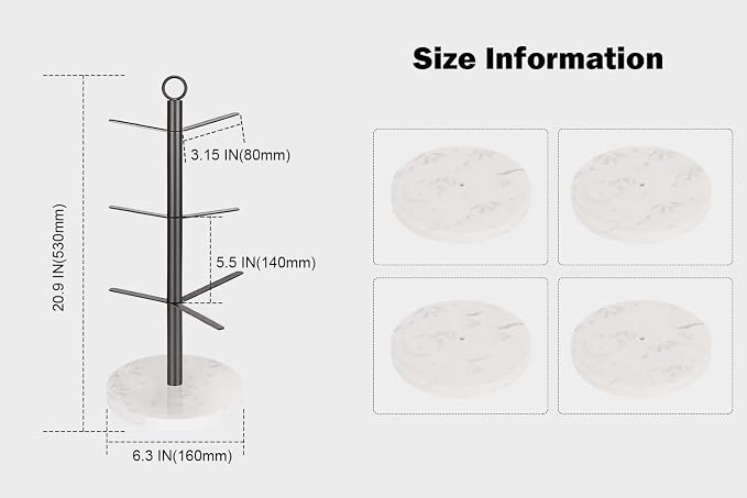 Mug Holder Tree, Coffee Cup Stand Holder, Thick Base Mug Rack - Image 3