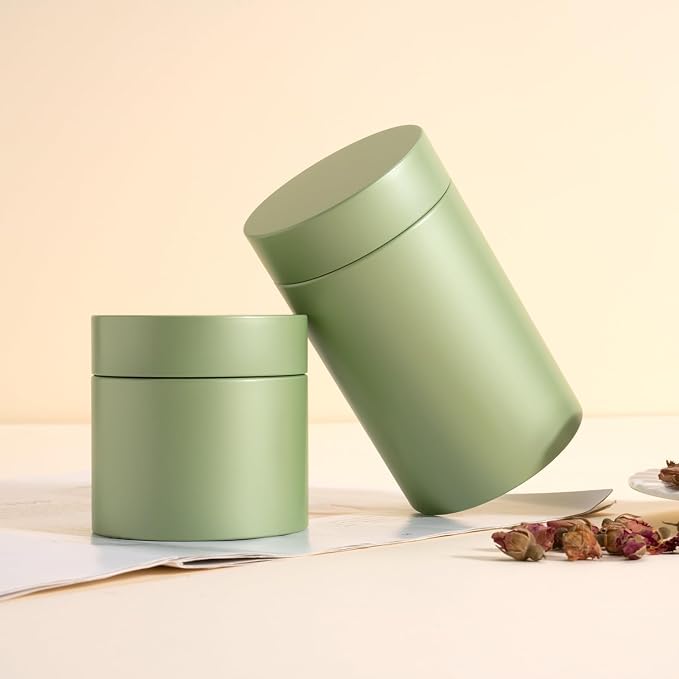 3 Packs Tea Tin Canister for Loose Tea Metal Tea Canister 9 oz 15 oz Round Tin - Image 3