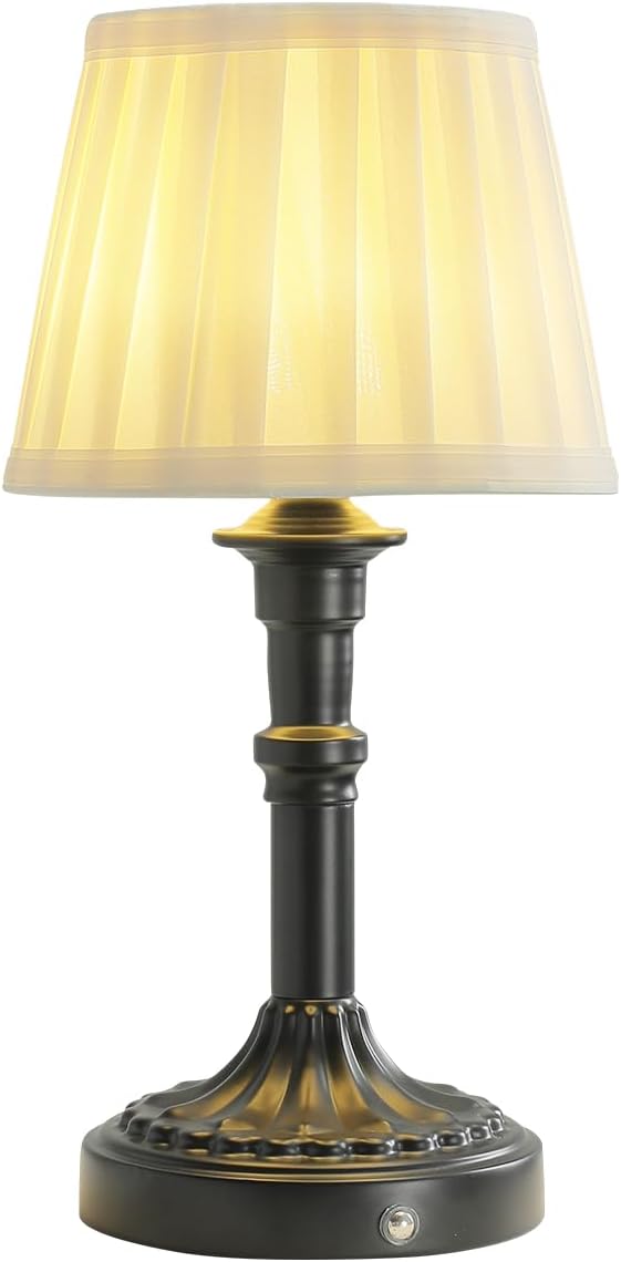 Cordless Table Lamp, Portable Fabric Shade LED Des Lamps, 5200mAh Battery by Unknown