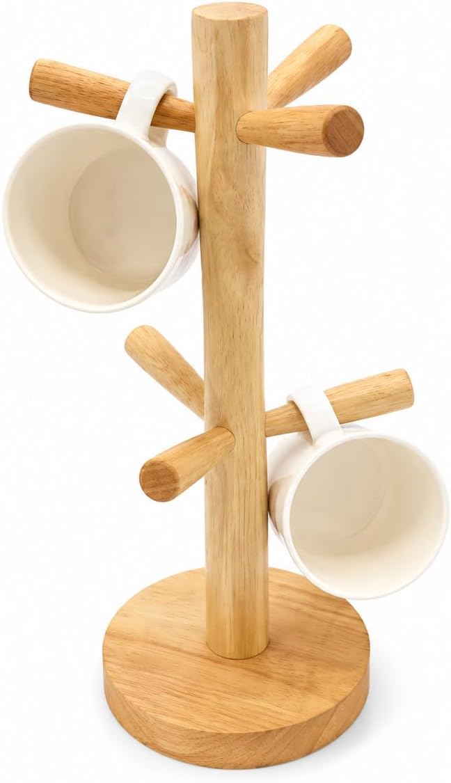 Wooden Mug Tree Stand for Countertop, Coffee Mug Holder Rack by Unknown