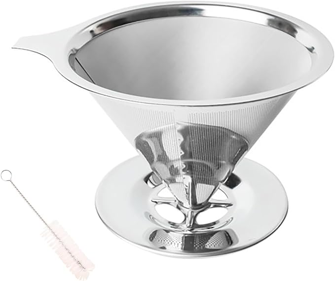 Pour Over Coffee Dripper Stainless Steel Coffee Filter Metal Cone Filter Extra by Unknown