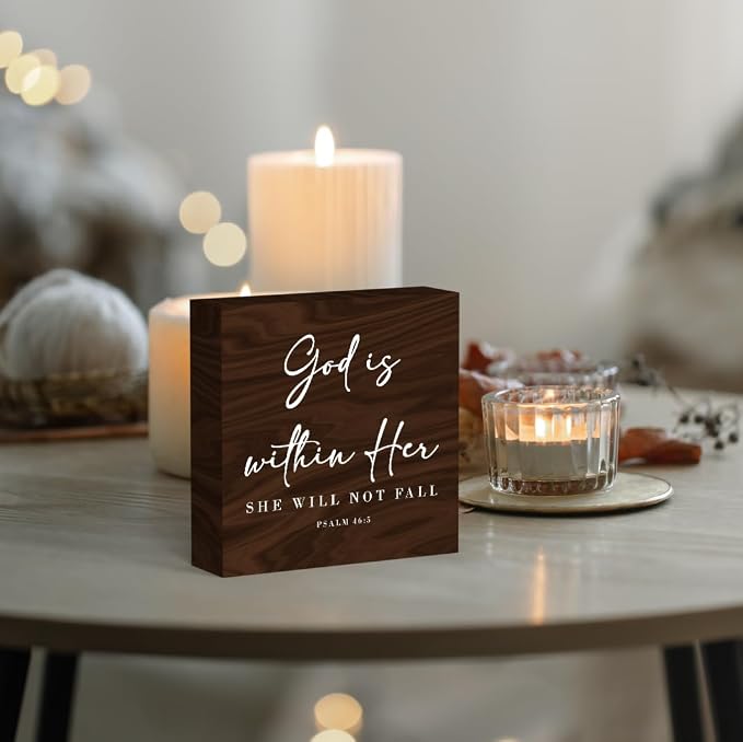 God Is Within Her Bible Verse Artwork Wooden Box Sign Rustic Farmhouse Style - Image 4