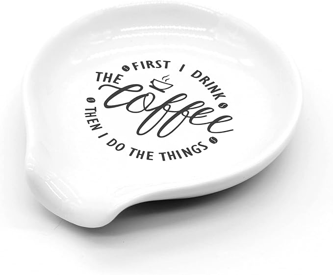 Funny Coffee Spoon Rest-But First Coffee Ceramic Spoon Holder-Cafe Station Bar - Image 3