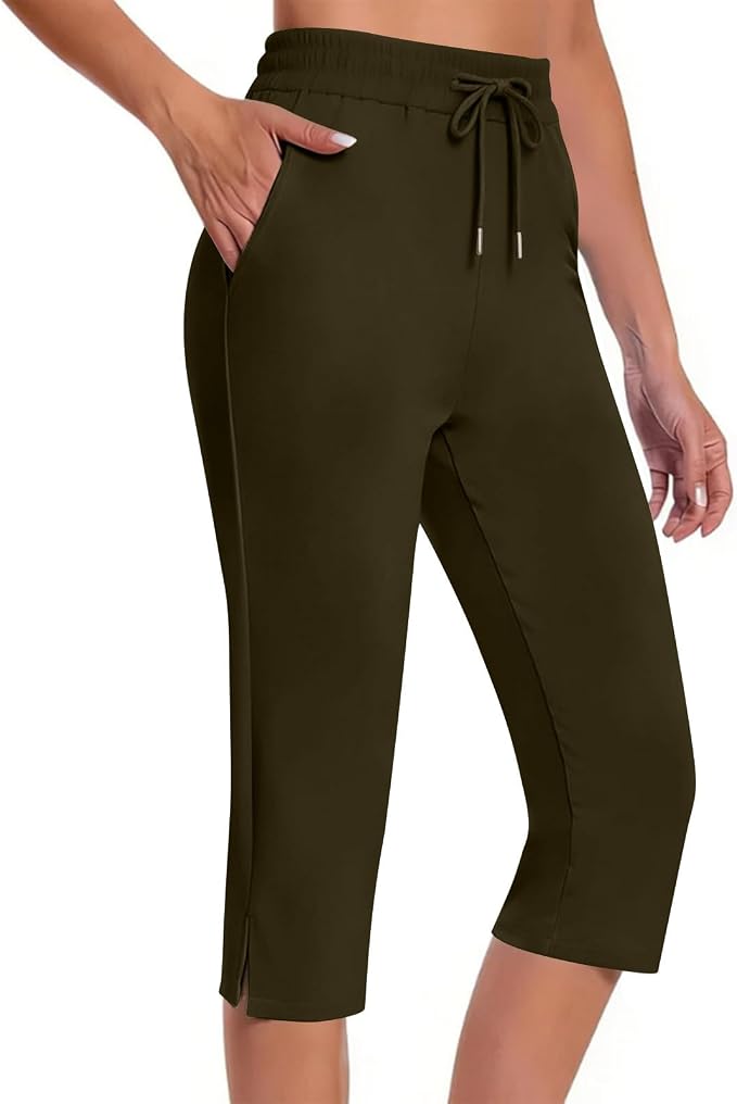 Capri Yoga Pants for Women Drawstring Elastic Waisted Trousers Summer Jogger - Image 2