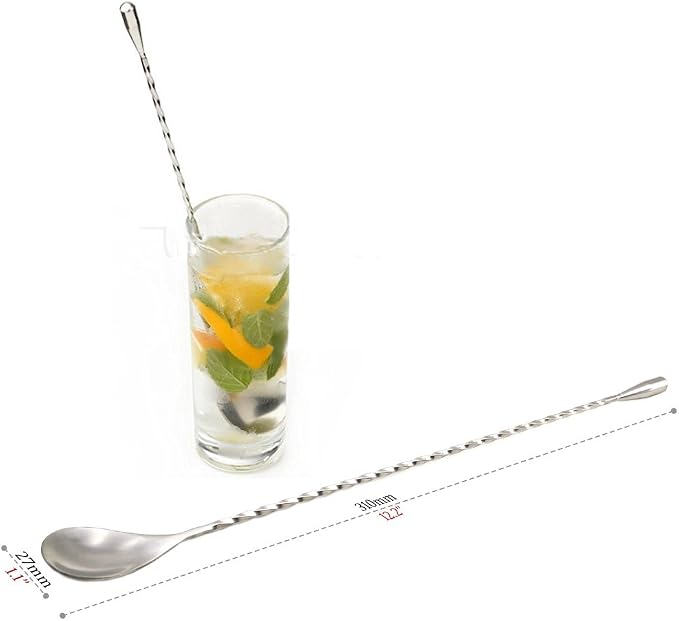 12“ Extra Long Cocktail Mixing Spoon Set Food-Grade 18/8 Stainless Steel - Image 5