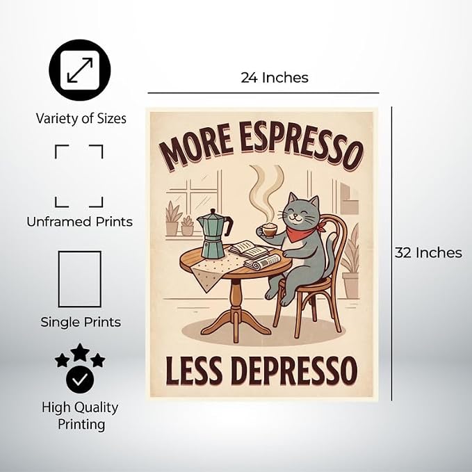 Lawrence Williams Designs Coffee Cat Poster - Image 2