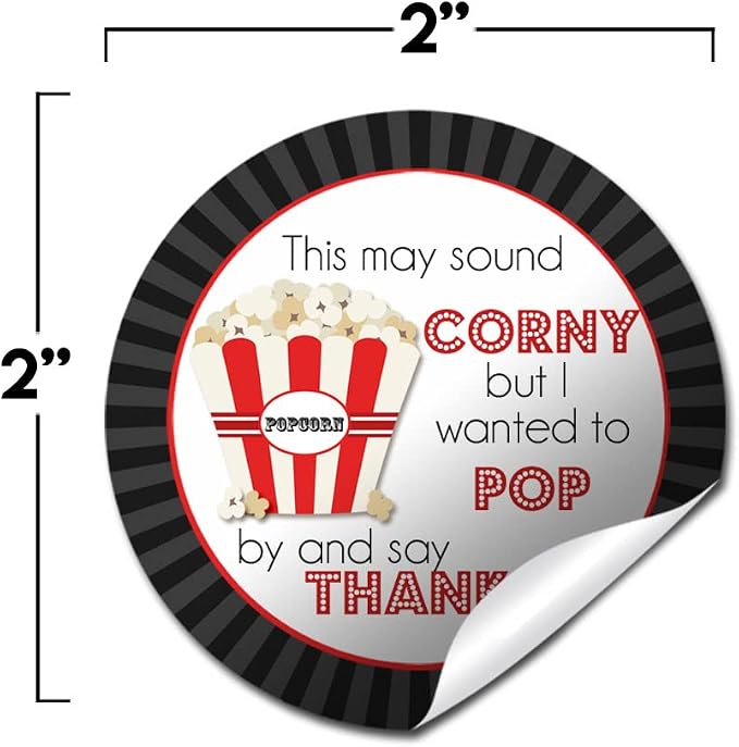 Corny Pop By Say Thanks Popcorn Appreciation & Encouragement Sticker Labels - Image 2