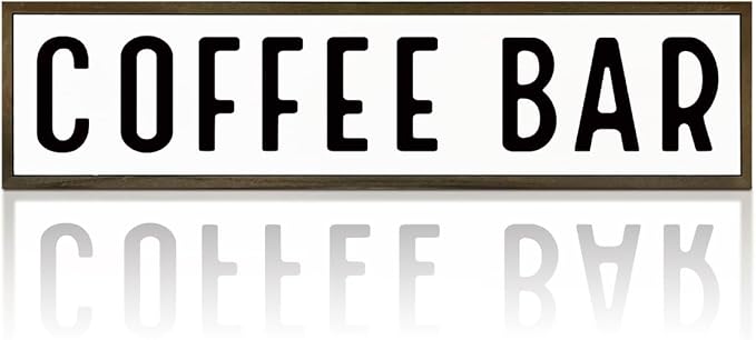 Coffee Bar Signs for Kitchen, Farmhouse Decor for Shelf, Rustic Wooden Wall by WKYAER