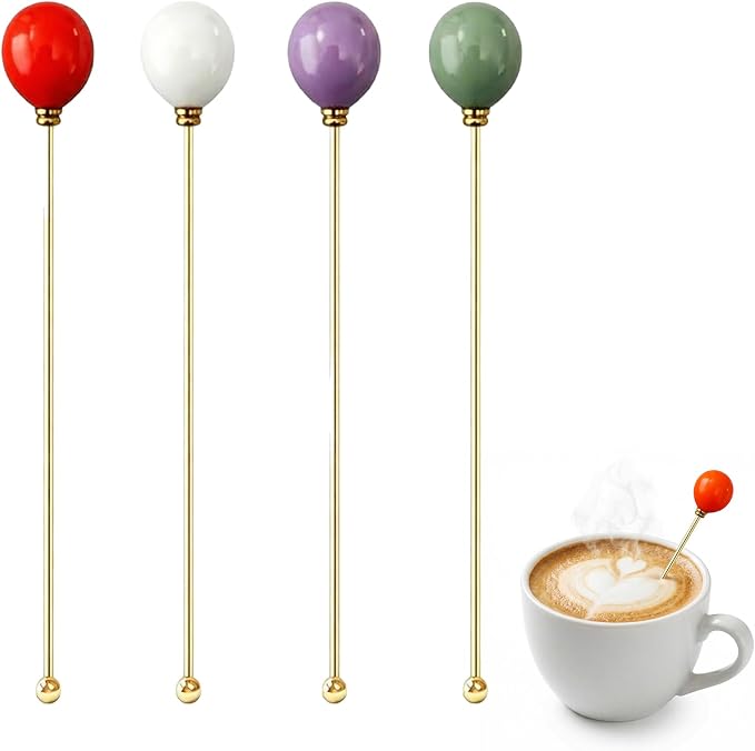 Stainless Steel Coffee Stirrers 8.5" Candy Head Beverage Stir Sticks Cocktail by SIPOYEN
