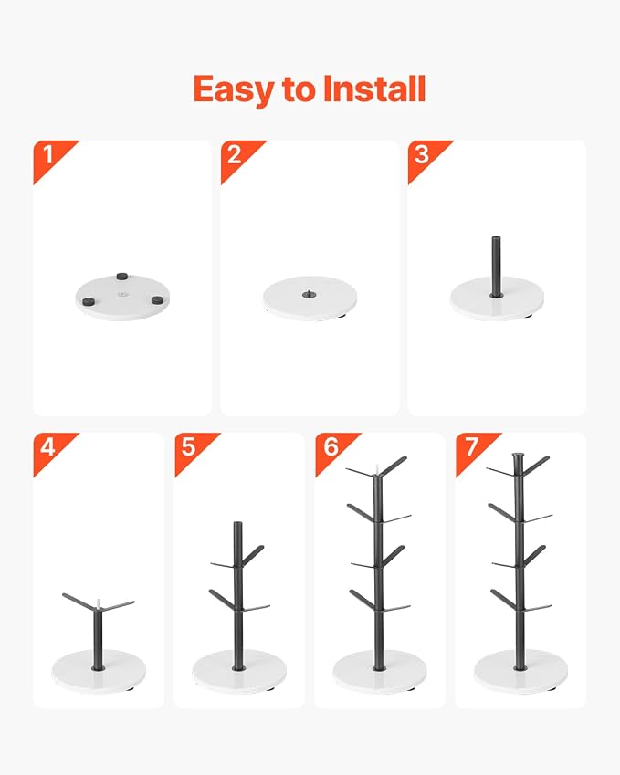 VEVOR Mug Holder Tree with Marble Base, 8 Hooks Coffee Cup Holder - Image 6