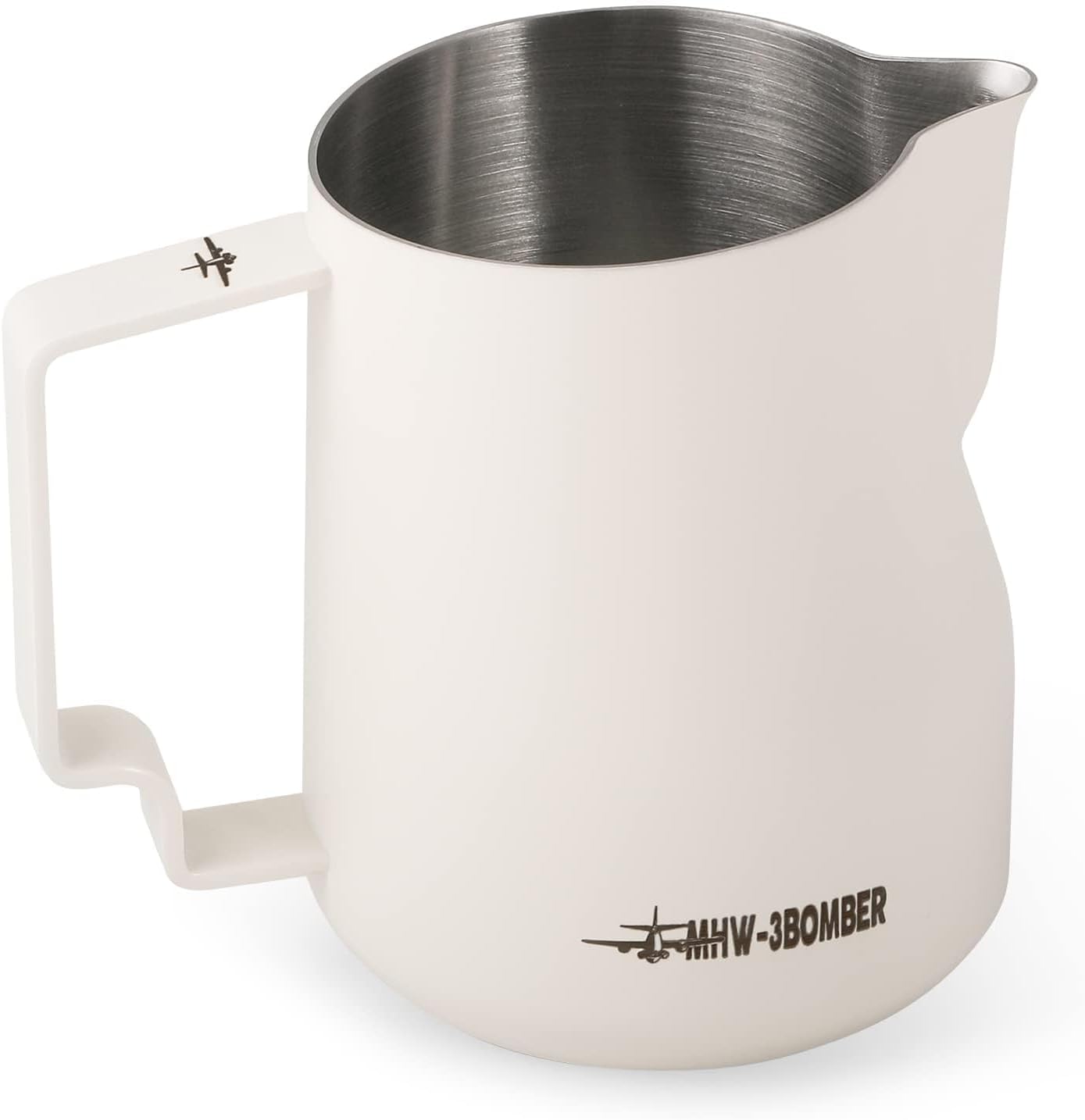 MHW Bomber 450ml/15.2oz Milk Frothing Pitcher - Stainless Steel Espresso Steaming Pitcher - Barista Latte Art Round Spout Milk Jug P6006W