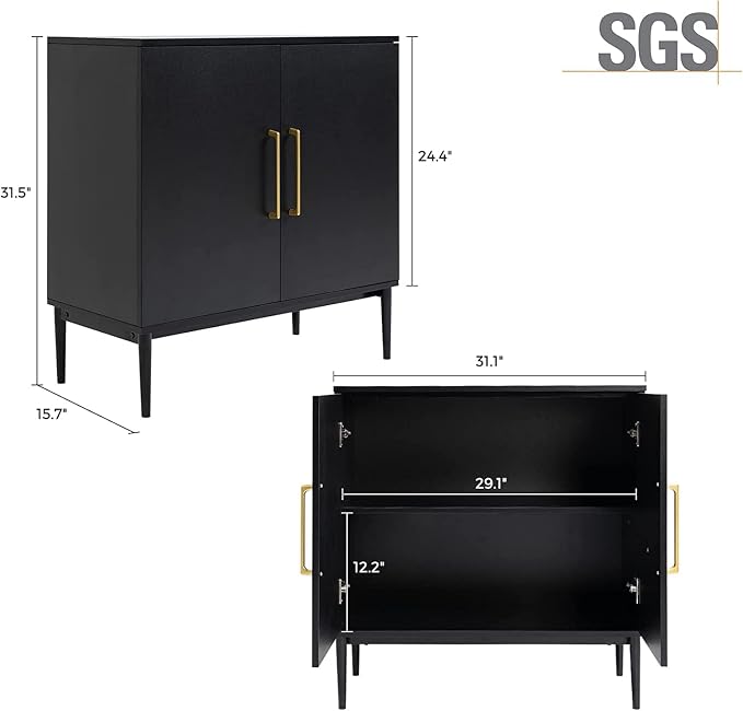 Set of 2 Black Storage Cabinet - Image 2