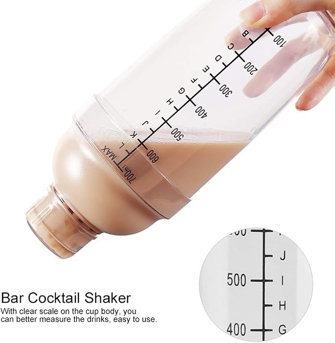 24 Oz Plastic Cocktail Shaker Bottle, Hand Cup Drink Mixer Tea Shaker Clear - Image 2
