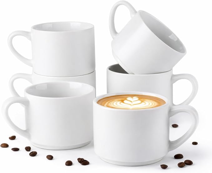 GBhome 14 OZ Coffee Mugs Set of 6, Stackable Ceramic Mugs by GBhome