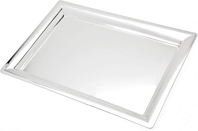 Le'raze Elegant Mirrored Rectangular Silver Tray, Vanity Set, Candle Tray by LERAZE