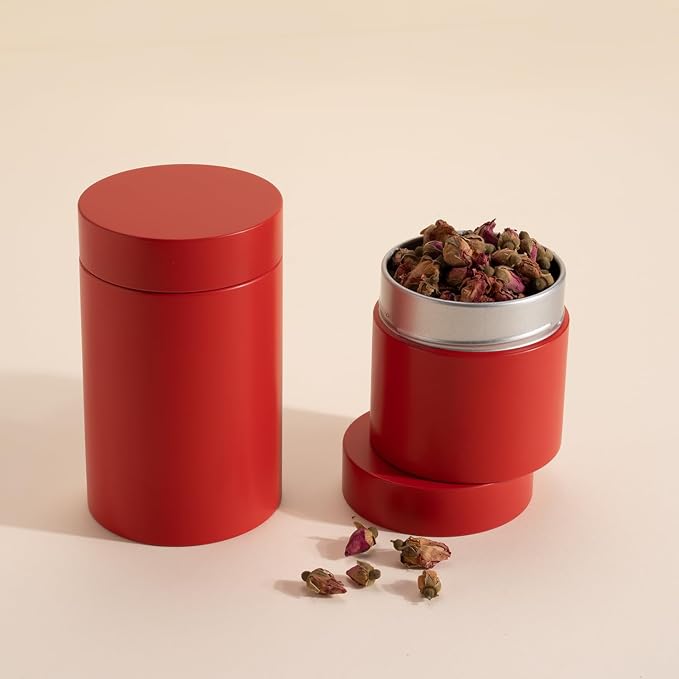 3 Packs Tea Tin Canister for Loose Tea Metal Tea Canister 9 oz 15 oz Round Tin - Image 2