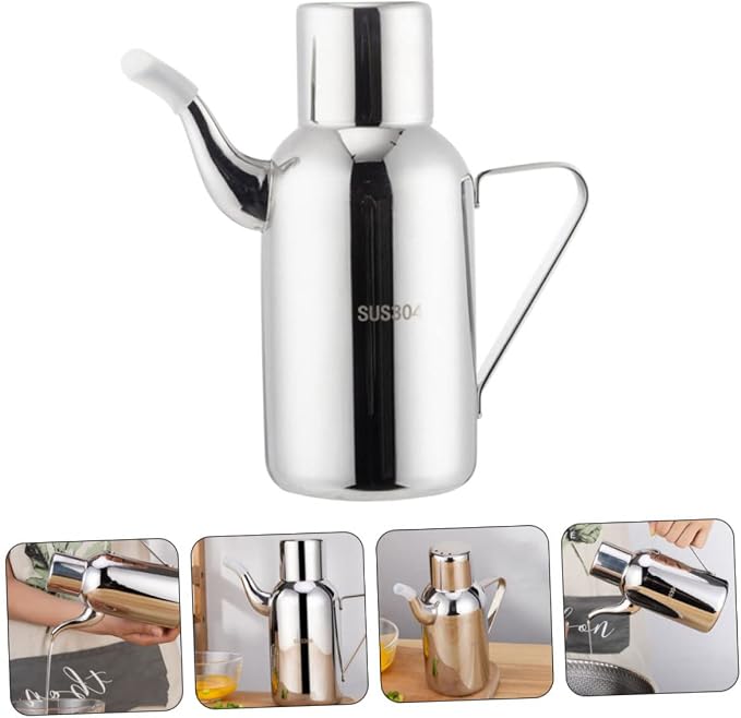 Garneck 1pc Stainless Steel Oil Dispenser Pot Practical Kitchen Oil Bottle - Image 6