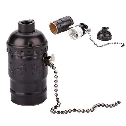 Maxmartt Antique Pull Chain Lamp Socket E27 Lamp Holder Aluminum Vintage Light by Maxmartt