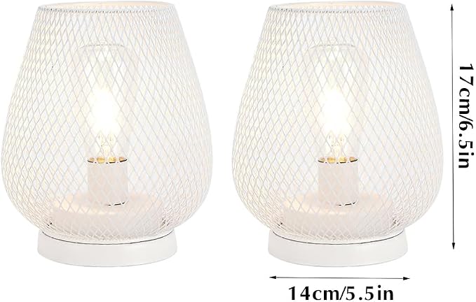 JHY DESIGN Set of 2 Metal Cage LED Lanterns Battery Powered Cordless Accent - Image 3