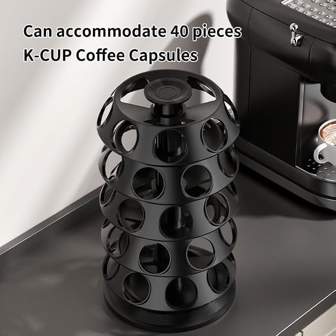 SAVORI 40 Capacity Rotating K-Cup Holder, 5-Tier Black Coffee Pod Carousel - Image 5