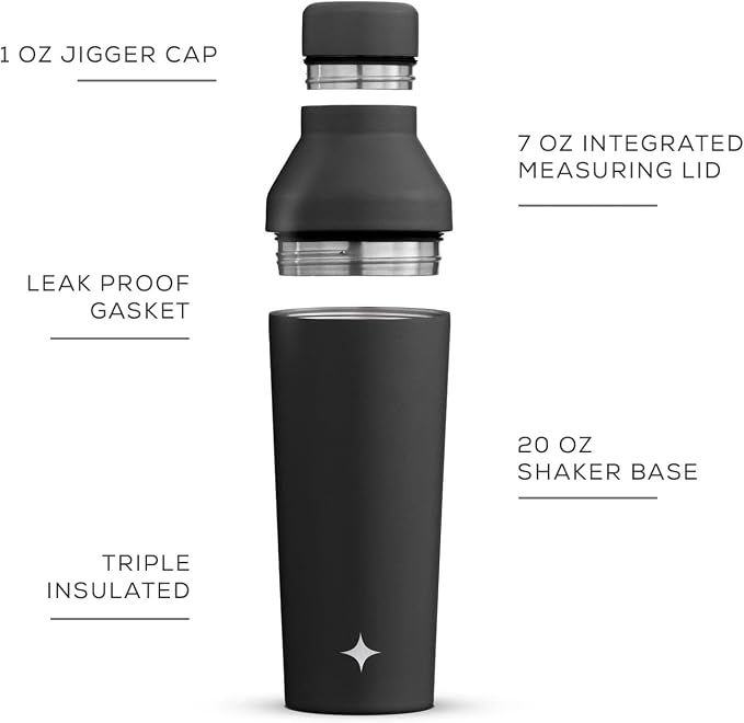 JoyJolt Triple Insulated Cocktail/Protein Shaker Bottle. 20oz Shaker Cup - Image 2