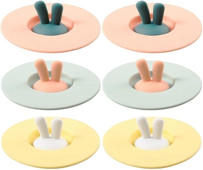 Dustproof Cup Cover Reusable Cup Lid Silicone Mug Lid 3D Bunny Ears Mug Lid by Unknown