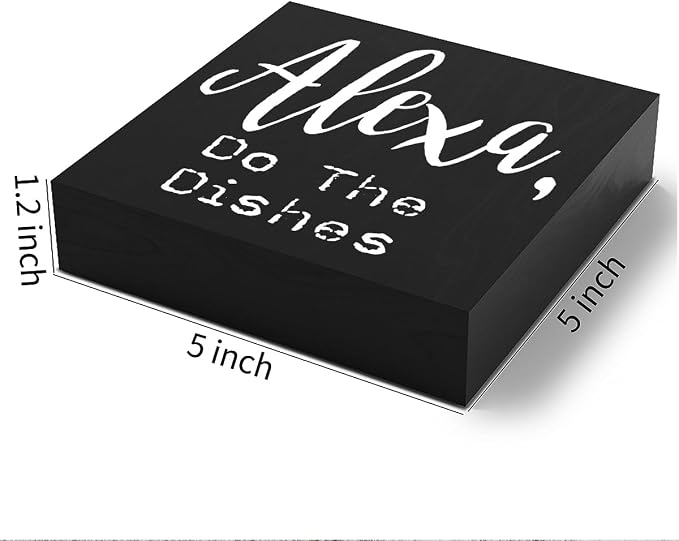 Funny Kitchen Wooden Box Sign Plaque Alexa Do the Dishes Wood Box Sign Rustic - Image 2