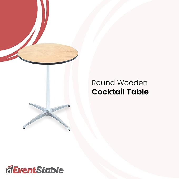 EventStable Titan Series 30" Round Classic Wooden Cocktail Table - Image 5