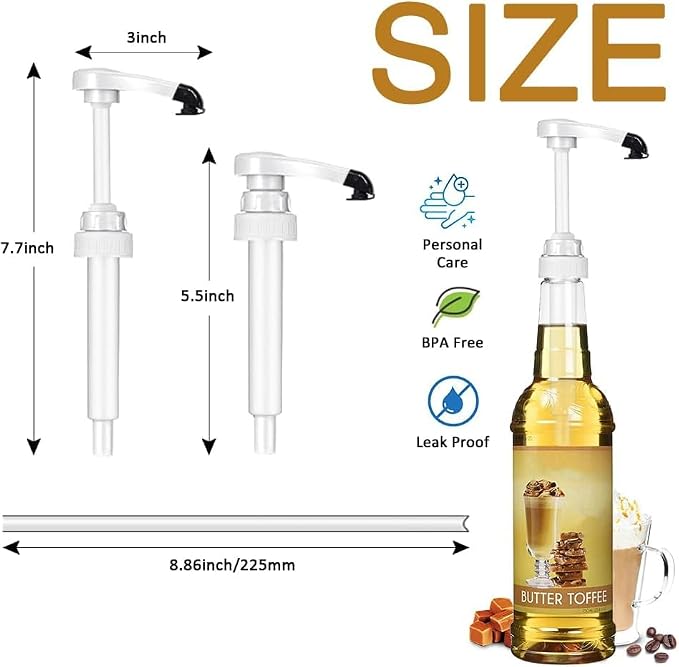 4 pcs White Syrup Pumps with Cap to Avoid Dripping, Leak Proof Coffee Syrup - Image 2