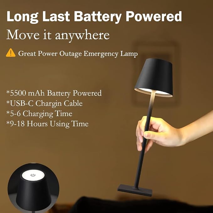 4 Pack Led Cordless Table Lamps-Wireless Rechargeable Lamps Bulk of 4, - Image 2