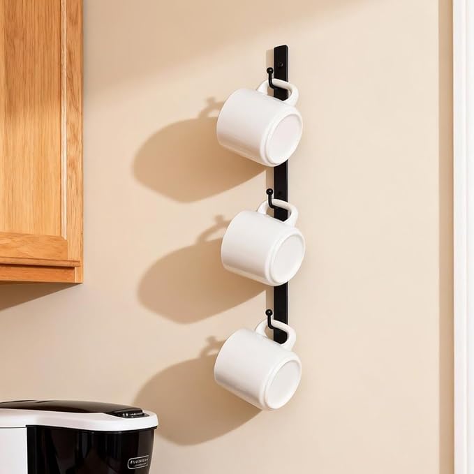 Yohsnor Coffee Mug Shelf for Wall – Premium Iron Wall-Mounted Coffee Cup Rack by Yohsnor