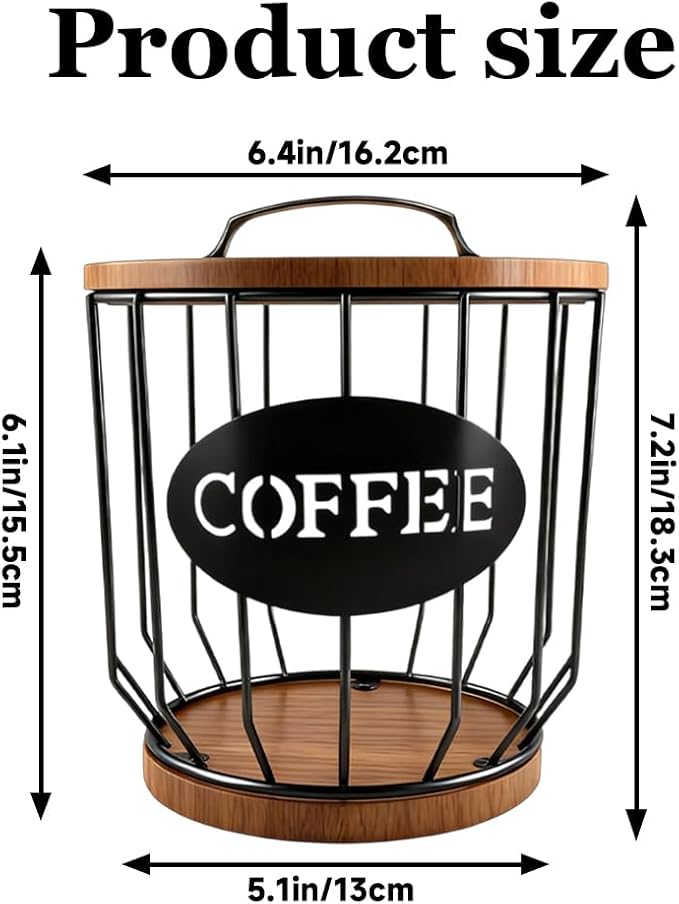 2 Pack Coffee Pod Holder with Lid Coffee Pods Storage Black Wire Coffee Storage - Image 2