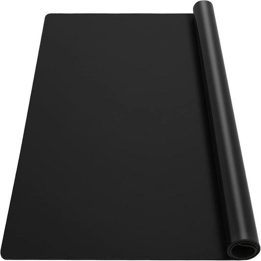 Ewen 39.4x23.5in 2mm Heat Resistant Silicone Mat, Extra Large Thick Placemat for Kitchen Counter, Workbench Countertop Protector Mat Hot Pads for Coffee Maker Bar Crafts Glass Top Stove Cover Black