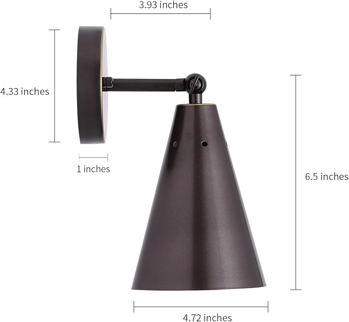 Oil Rubbed Bronze Farmhouse Wall Sconces Set of Two, Rustic Adjustable Interior - Image 4